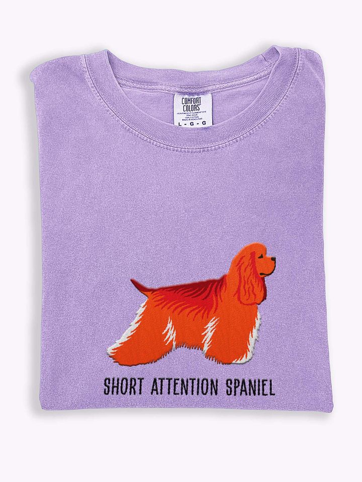 Short Attention Spaniel T-Shirt(Embroidered) of an American Cocker Spaniel(Red) product image (1)