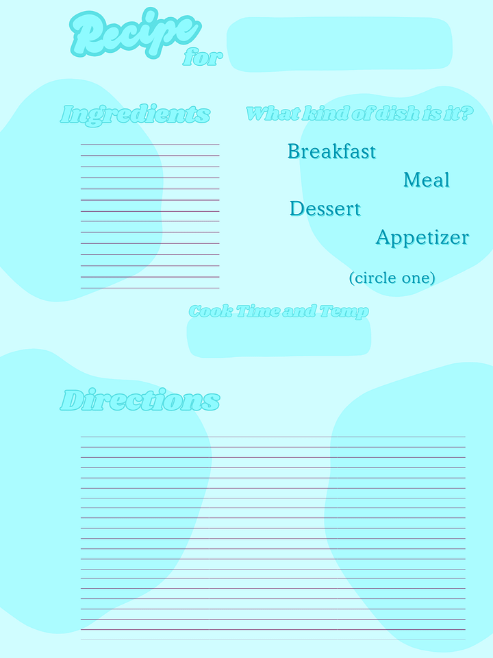 March's Planner Design - Recipes Sheets (Letter Size) product image (2)