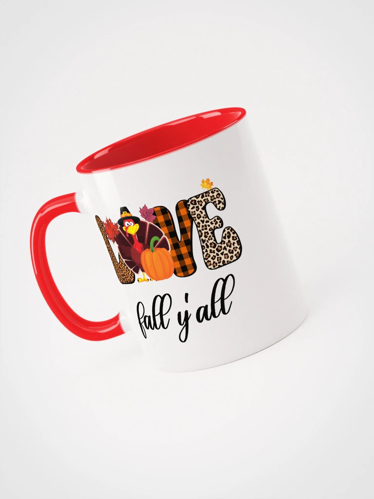 Love Fall Y'all Turkey Pumpkin Colorful Mug product image (4)