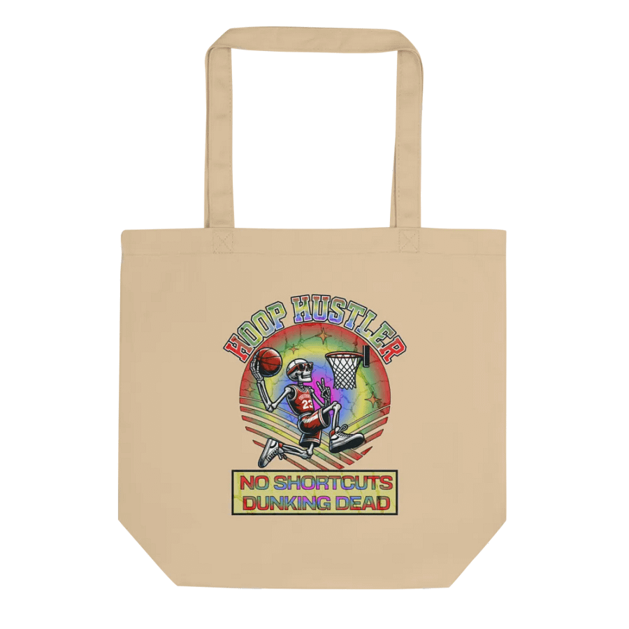 Hoop Hustler No Shortcuts Dunking Dead Skeleton Rainbow Eco Tote product image (1)