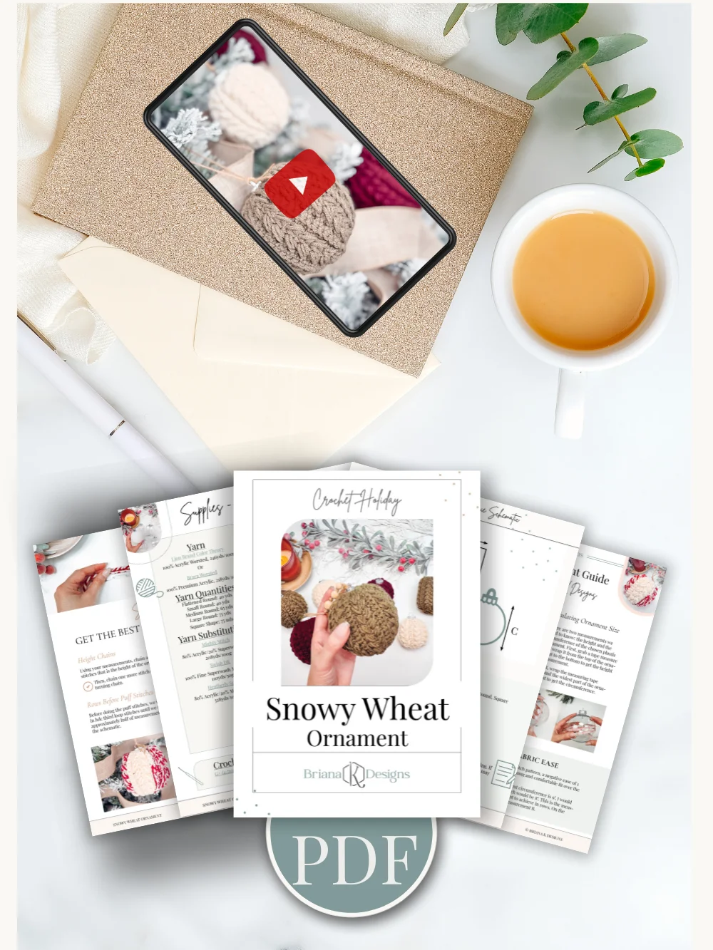 🎄🔔 Wheat Stitch™ Holiday Decor Bundle: Ornament, Wreath & Tree Crochet Patterns product image (6)