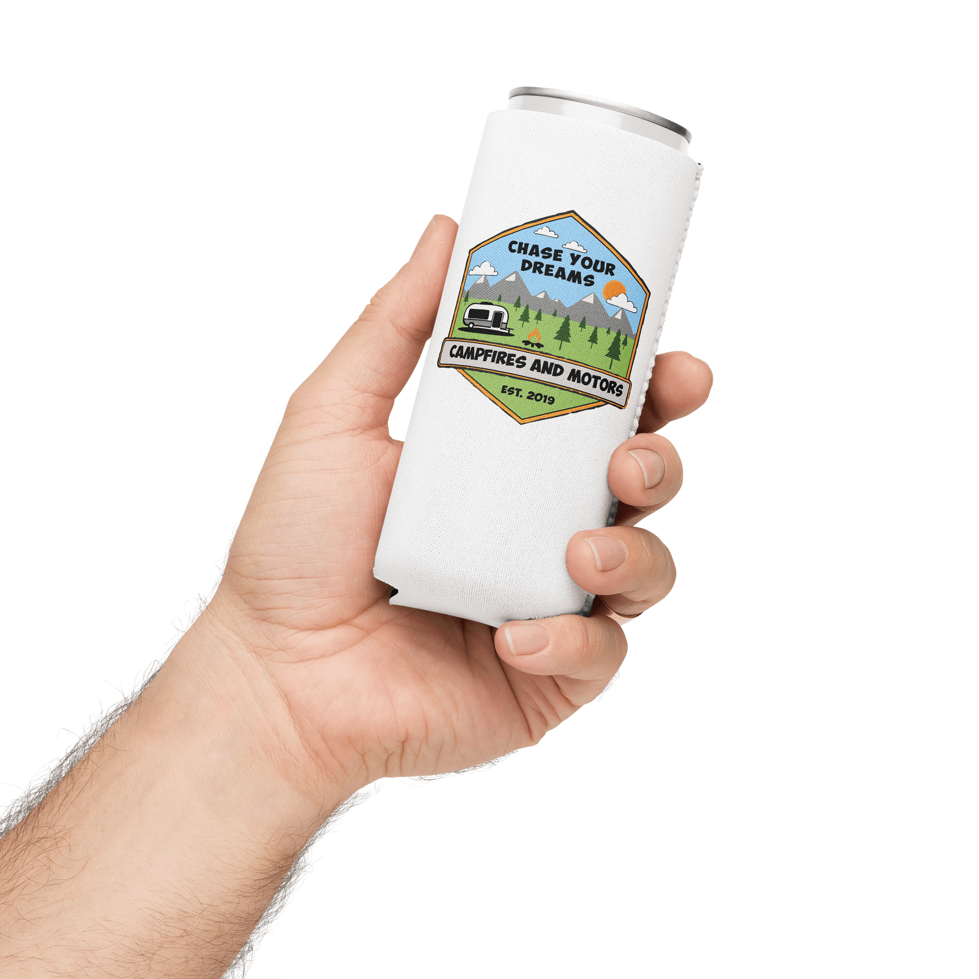 Chase Your Dream Campfires and Motors Koozie – Regular & Slim Can Holder product image (3)