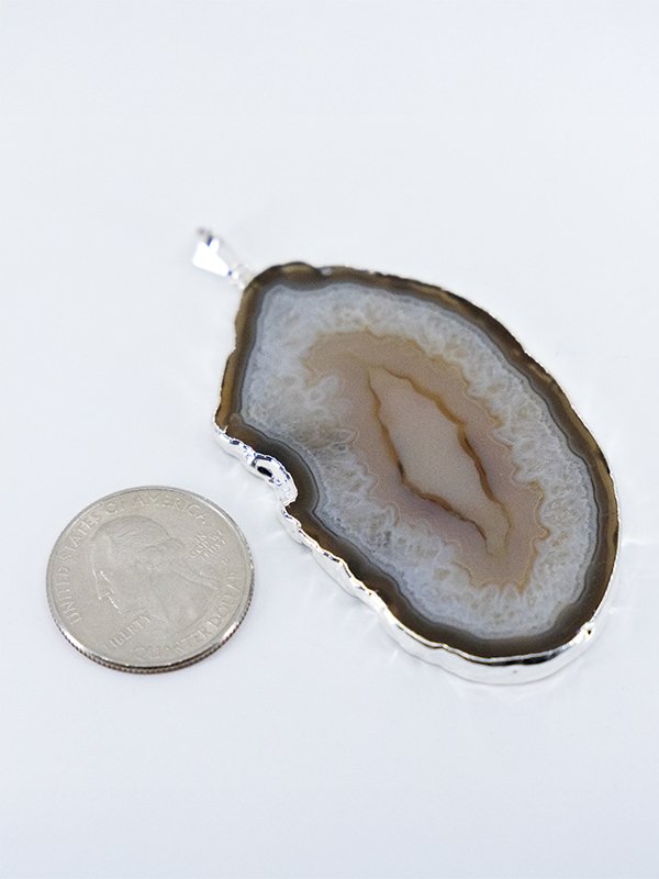 Silver Agate Sliced Geode Necklace product image (2)