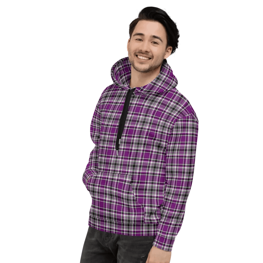 Purple, Gray, and Black Plaid Hoodie product image (4)