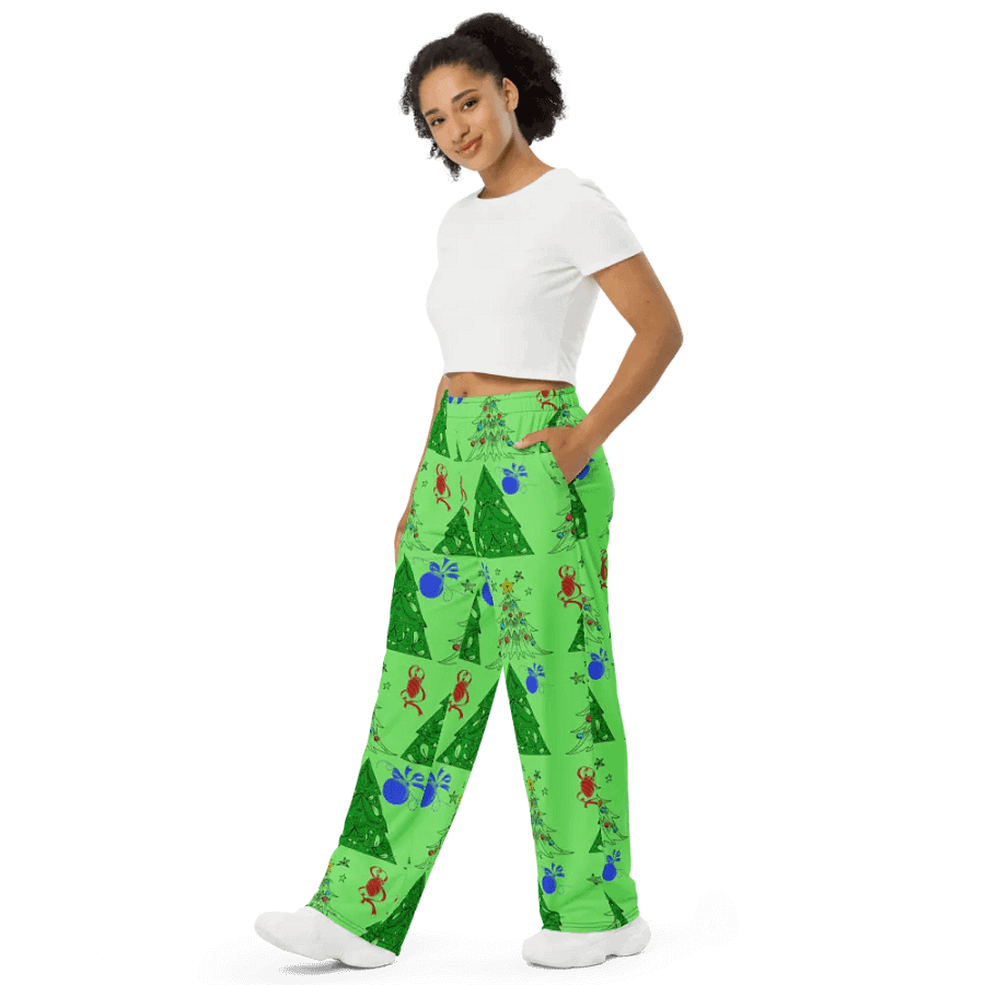 Christmas Trees on Green Wideleg Pants product image (4)