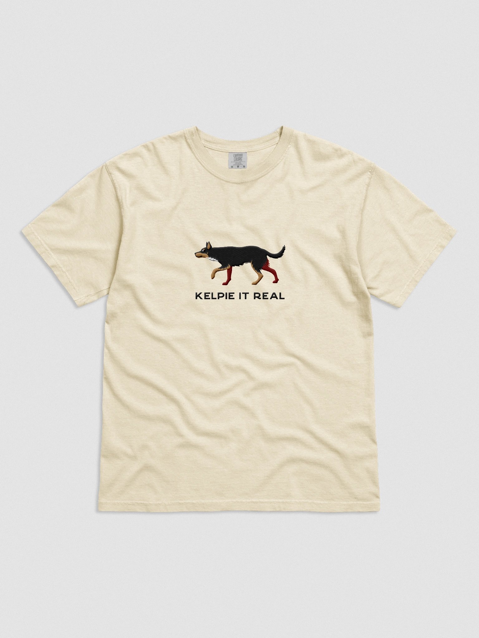 Kelpie It Real T-Shirt(Embroidered) of an Australian Kelpie(Black & Tan) product image (4)
