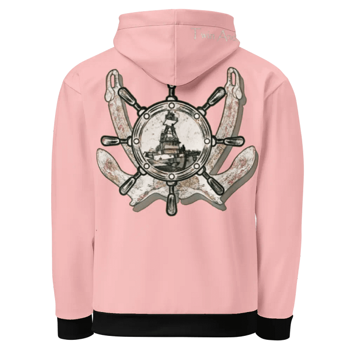 Pink Twin anchor ship wheel & Tug CE Hoodie product image (1)
