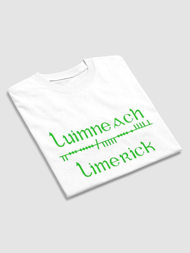 Limerick/Luimneach Scholastic style Ogham white Printed T-shirt product image (2)