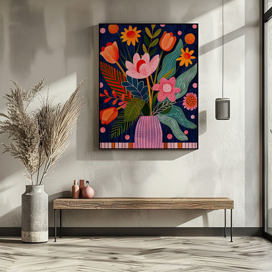 Colorful Flower Bouquet Maximalist Floral Art Print product image (8)