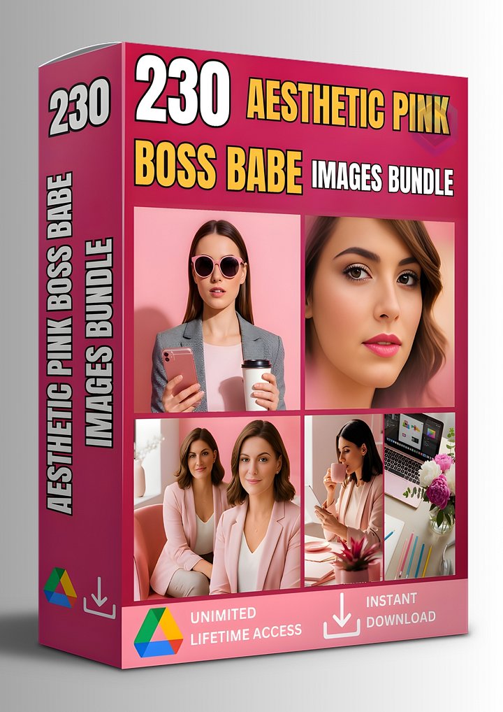 230 AESTHETIC PINK BOSS BABE STOCK PHOTOS BUNDLE FOR EMPOWERED FEMALE BRANDING product image (1)