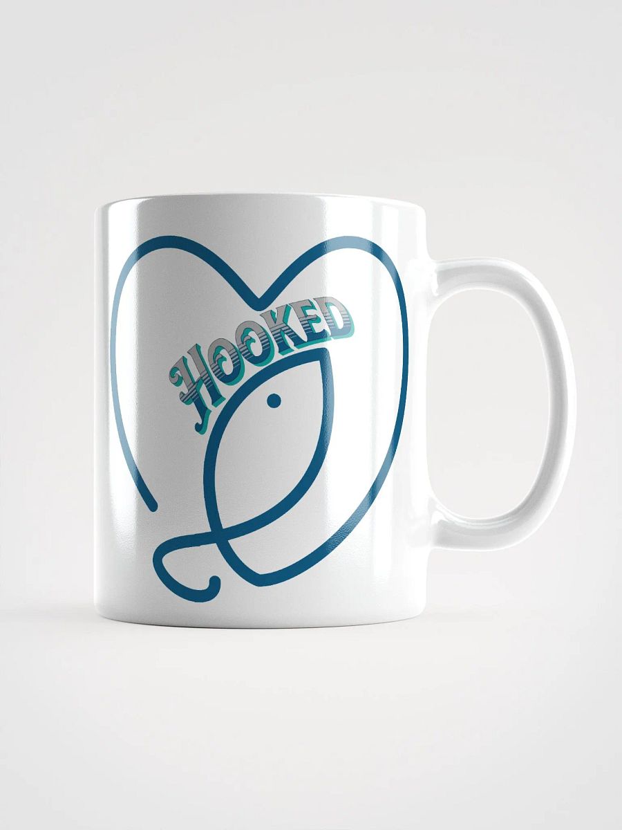 Hooked On Love Ceramic Mug, Heartfelt Connection Mug, Heart & Fish Coffee Cup, Romantic Love Gift, Valentine's Day Gift, Anniversary Present, Fisherman's Birthday Gift product image (1)