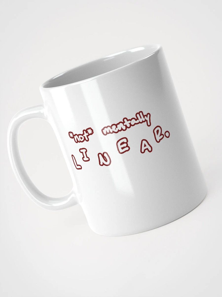 *not* mentally linear (lined design, #6D1616) glossy white mug product image (5)
