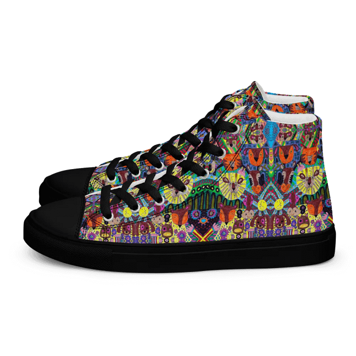 Abstract Doodle Art Animals Ladies High Top Canvas Shoes product image (1)