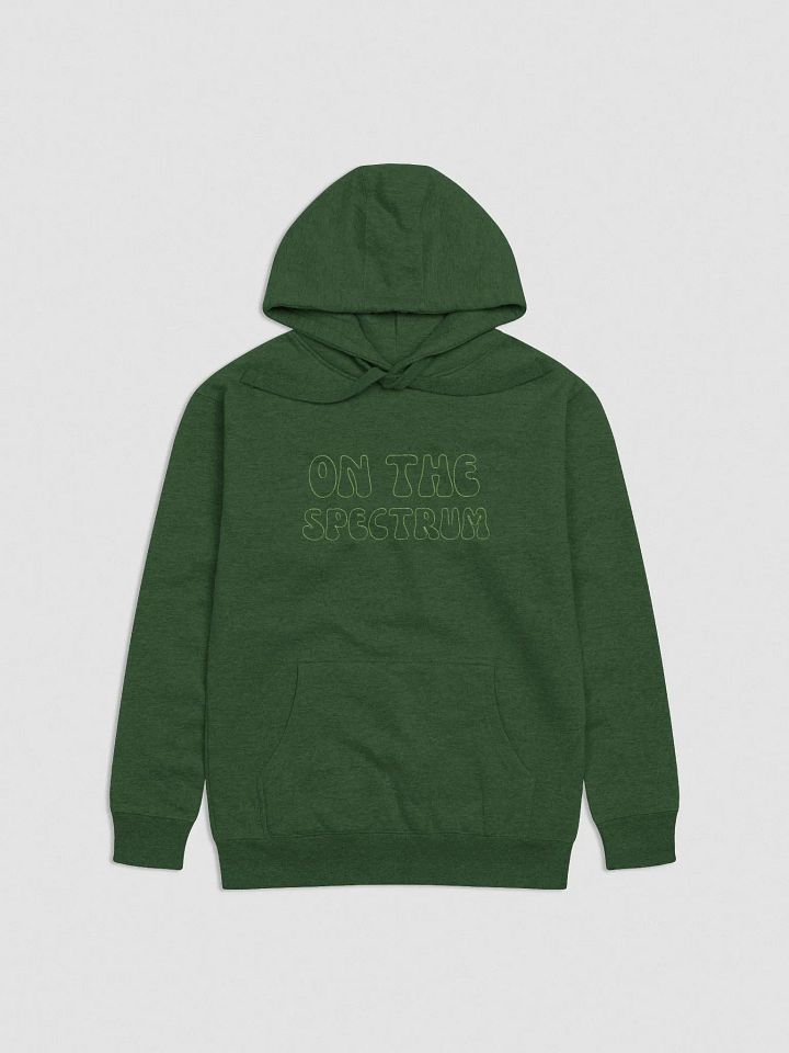 ON THE SPECTRUM OUTLINE (lg. design, lime thread) embroidered heavyweight hoodie product image (1)