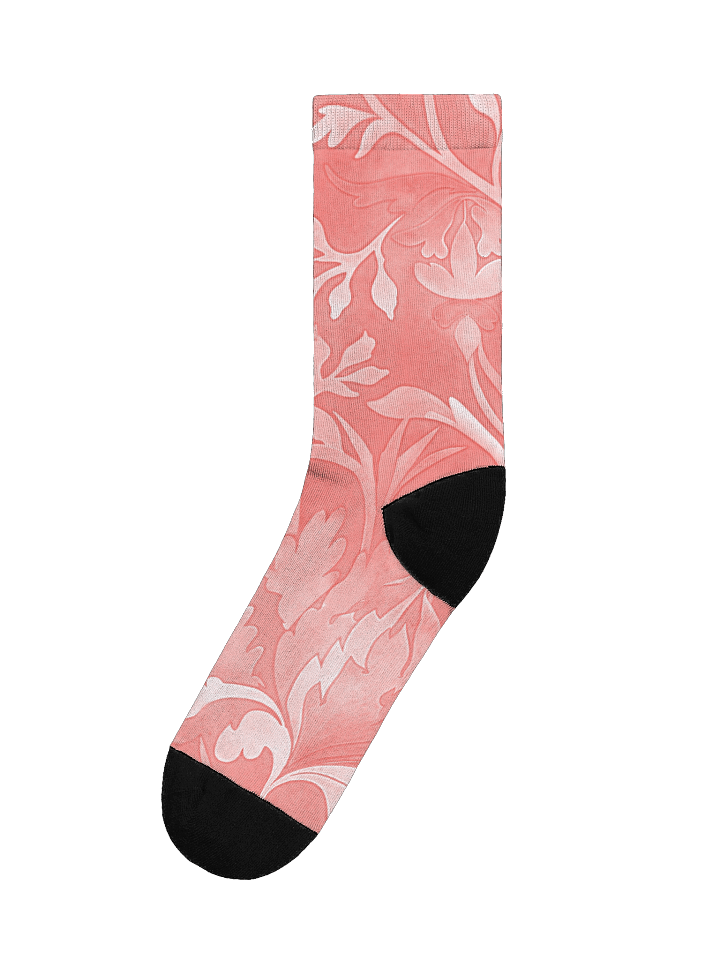 Vintage Floral Pattern Socks – Blush Pink Botanical Crew, Arts & Crafts (William Morris Style) Aesthetic Gift product image (1)