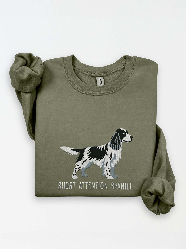 Short Attention Spaniel Sweatshirt (Embroidered) of an English Springer Spaniel(Black & White) product image (1)