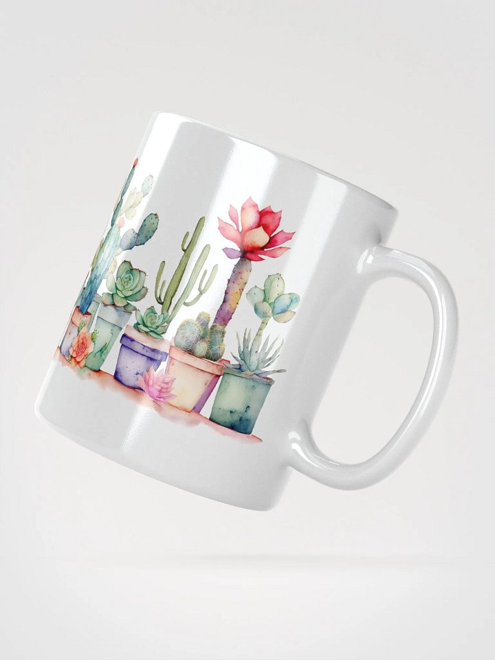 Colorful Potted Cacti And Succulents White Glossy Mug product image (4)