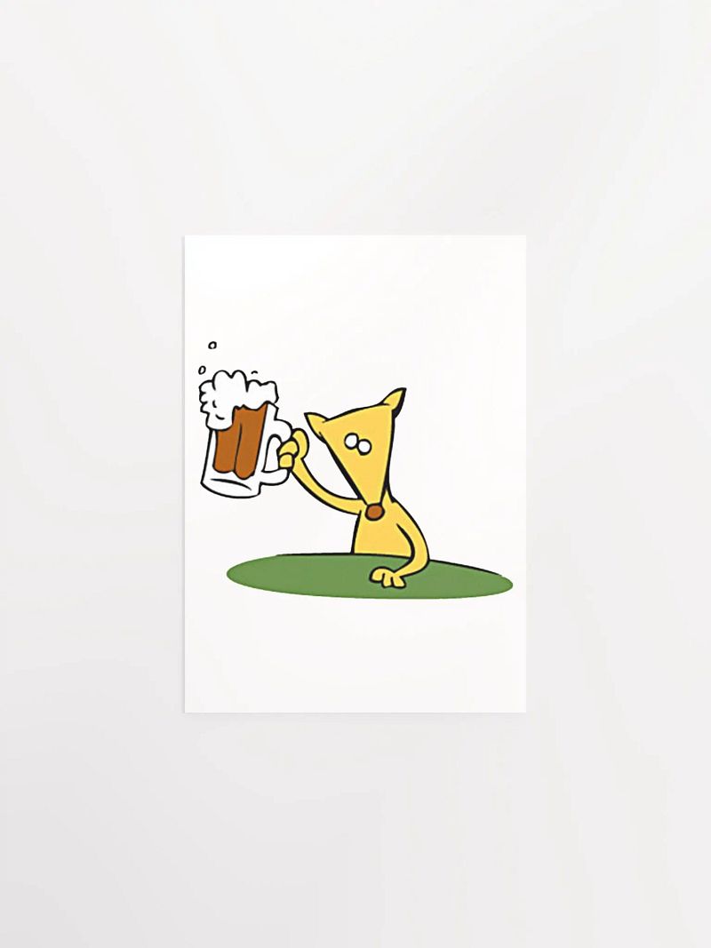 Frameless Poster Dog w/Beer