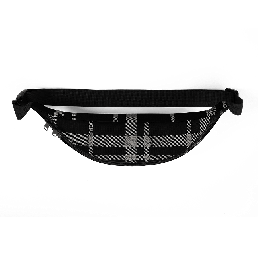 Black and White Dark Plaid Fanny Pack (Waist Bag) product image (5)