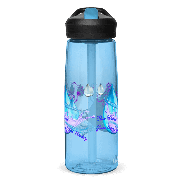 Camelback water bottle with beautiful swirly blue water drops  featuring ' This water gives energy and vitality