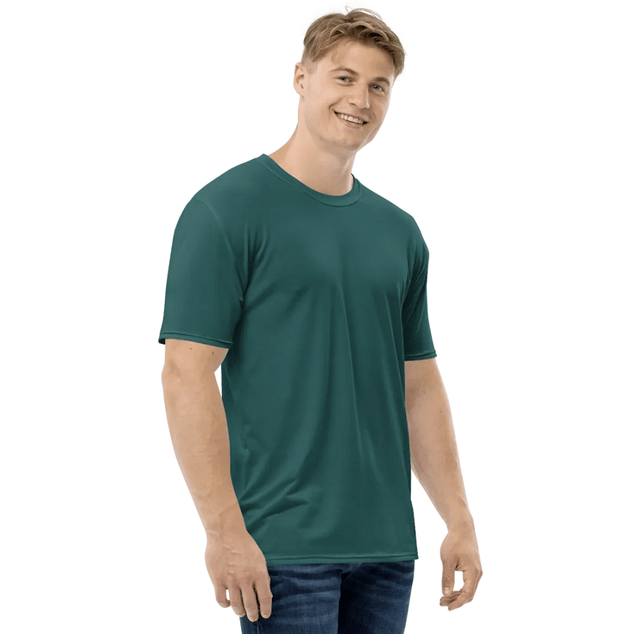 Plain Teal Green Soft Summer Men's Crewneck Polyester Heavyweight Premium T-Shirt by Treasure Pie product image (6)