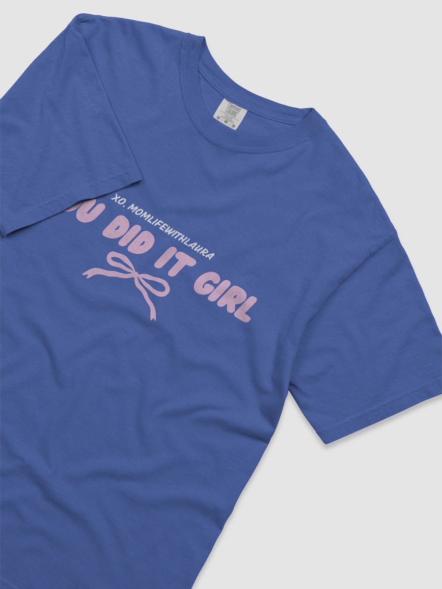 You Did it Girl Bow Comfort Colors Tee - Pink/Cobalt product image (3)