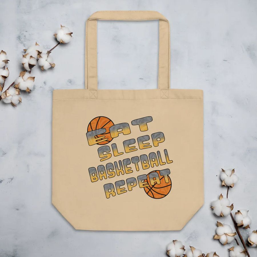 Eat Sleep Basketball Repeat Hoops & Style Eco Tote Bag product image (3)