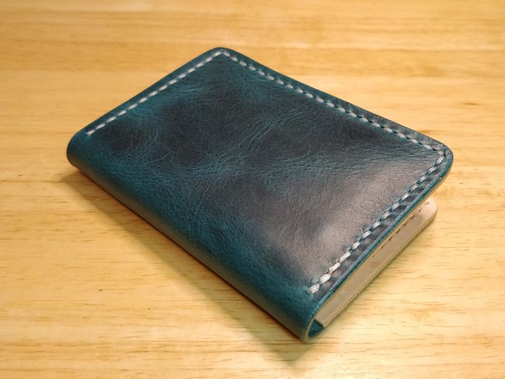 Full Grain Card Holder in Italian Turquoise Pull Up Leather V2.0 #0A product image (1)