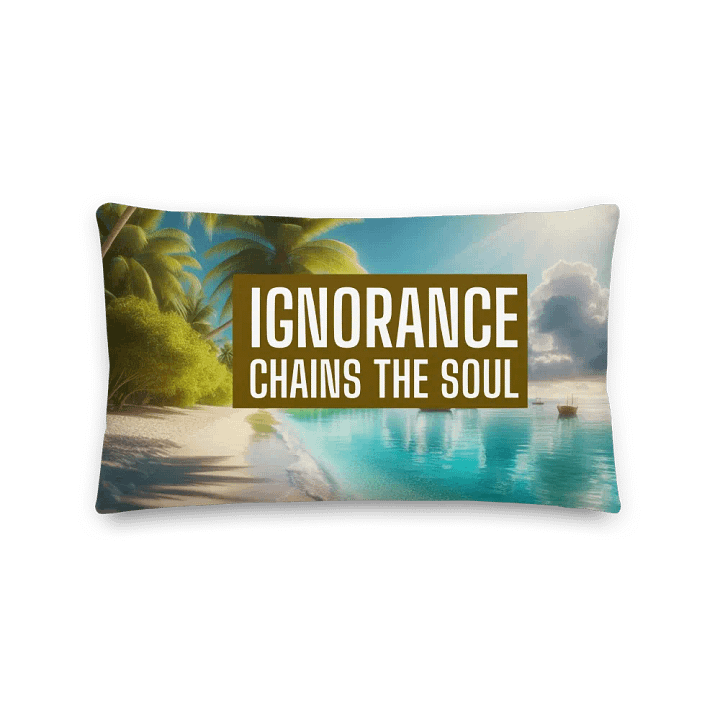 Soulful Serenity Premium Pillow |AI Design motto Ignorance chains the soul product image (2)