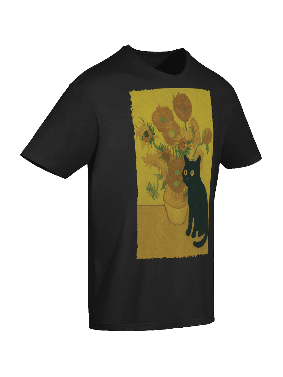 Van Gogh Sunflower Curious Cat T-Shirt product image (58)