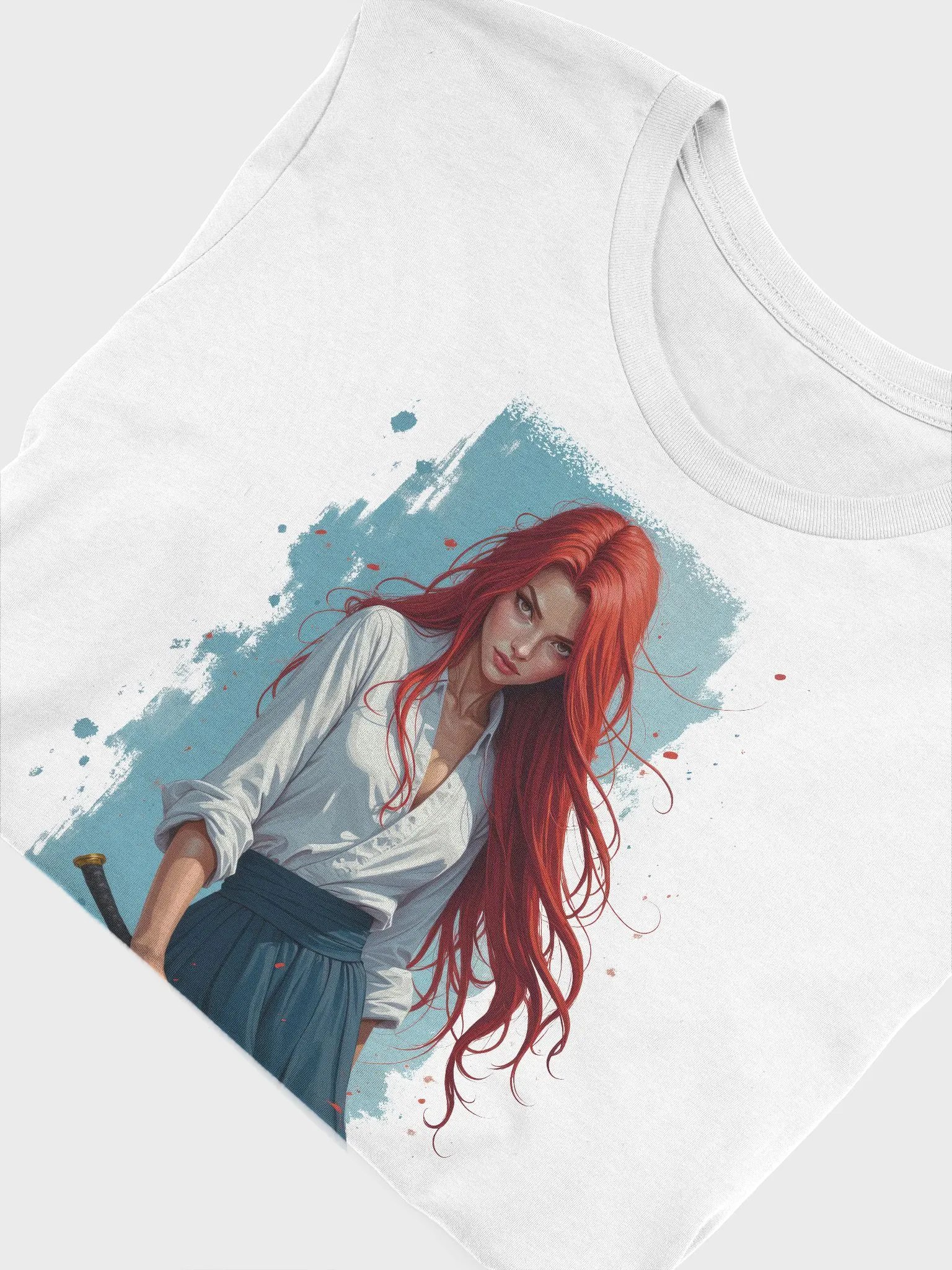 🏷️ Red-Haired Katana Girl – Modern Samurai Elegance Tee product image (5)
