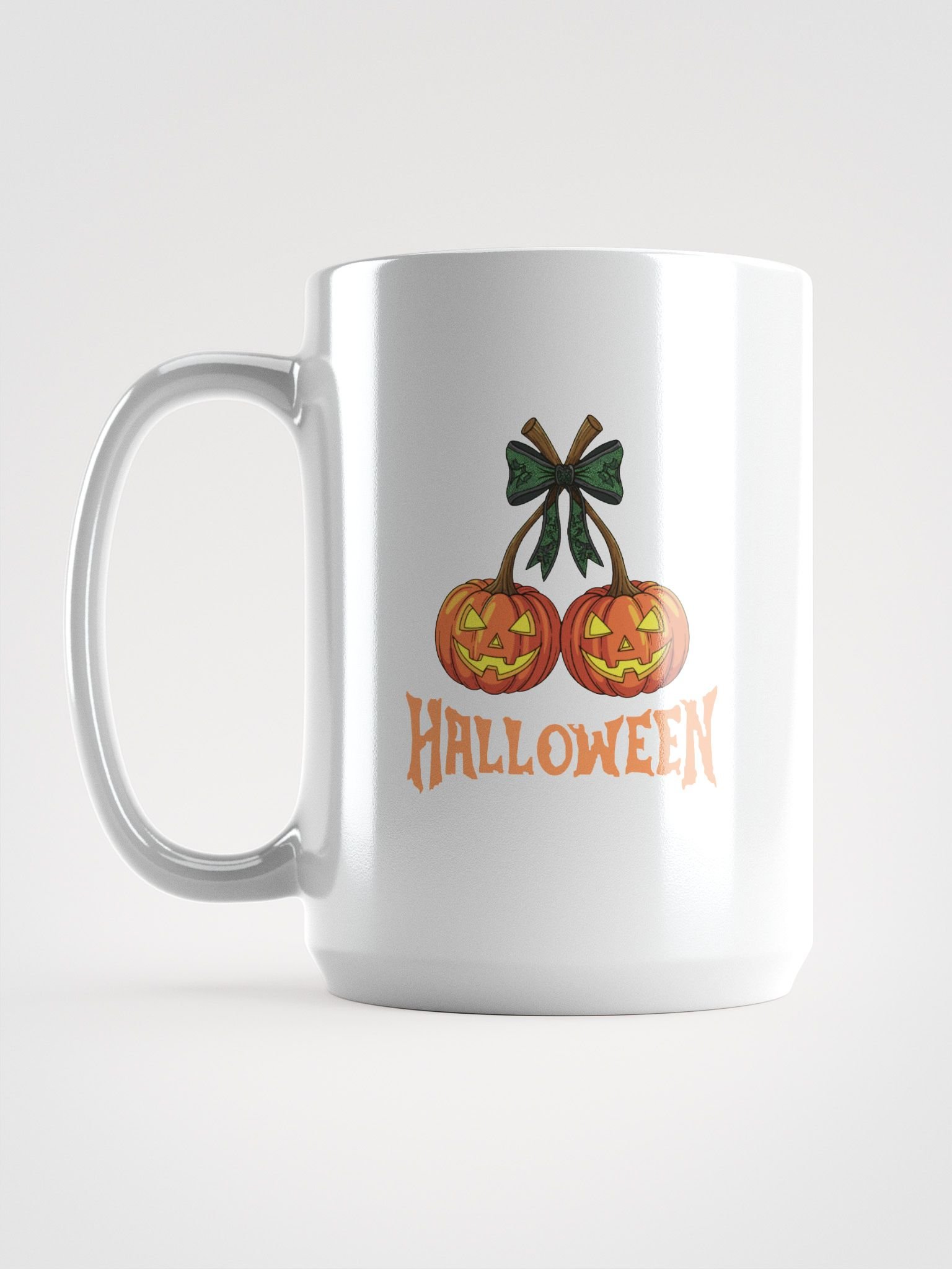 "Halloween Pumpkin Coffee Mug – Spooky Twin Jack-O’-Lantern Cup" product image (1)