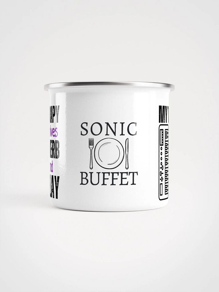 "My Therapy Involves Reverb and Delay" Enamel Coffee Mug product image (2)