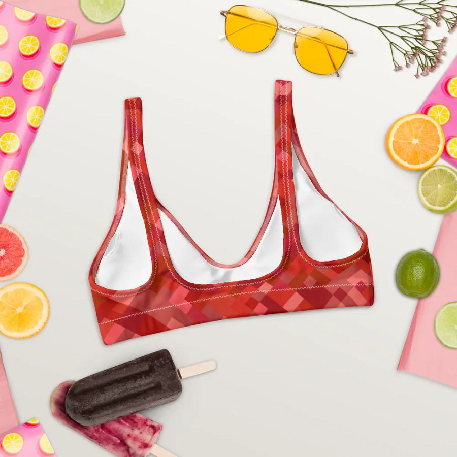 Colorful Mosaic Pattern Design Padded Bikini Top - v4 product image (2)