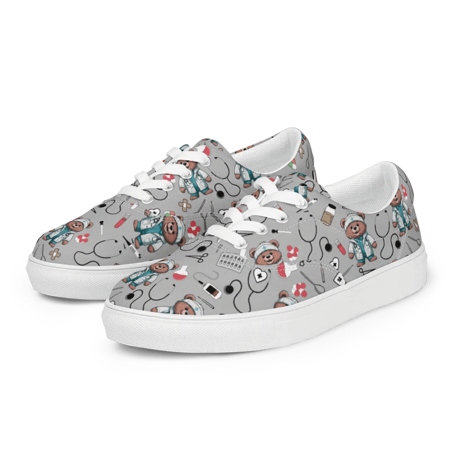 Cute Medical Bears Lace-up Canvas Shoes (Grey) product image (6)