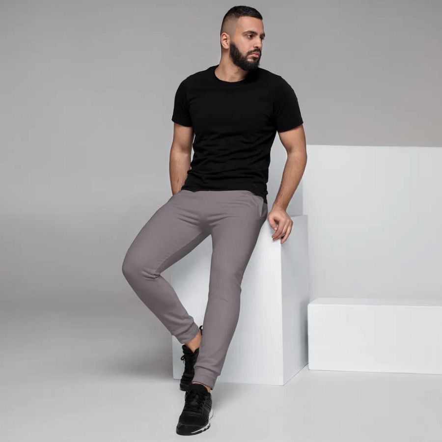 Plain Medium Gray True Summer Recycled Polyester Premium Men's Joggers by Treasure Pie product image (7)