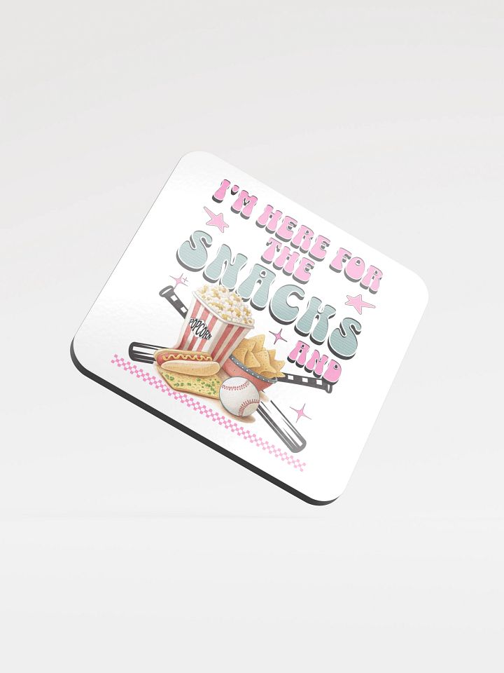 Im Here For The Snacks And Baseball Glossed Cork Coaster product image (2)
