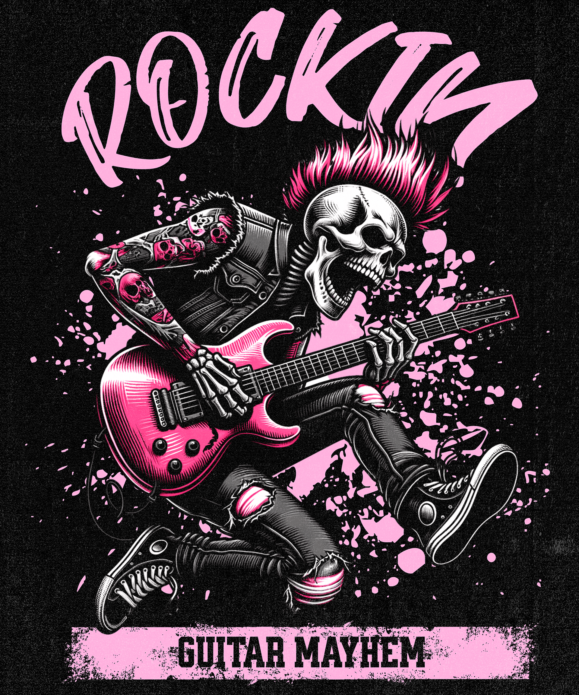 Rockin Guitar Mayhem - Skelton Playing Electric Guitar Poster product image (1)