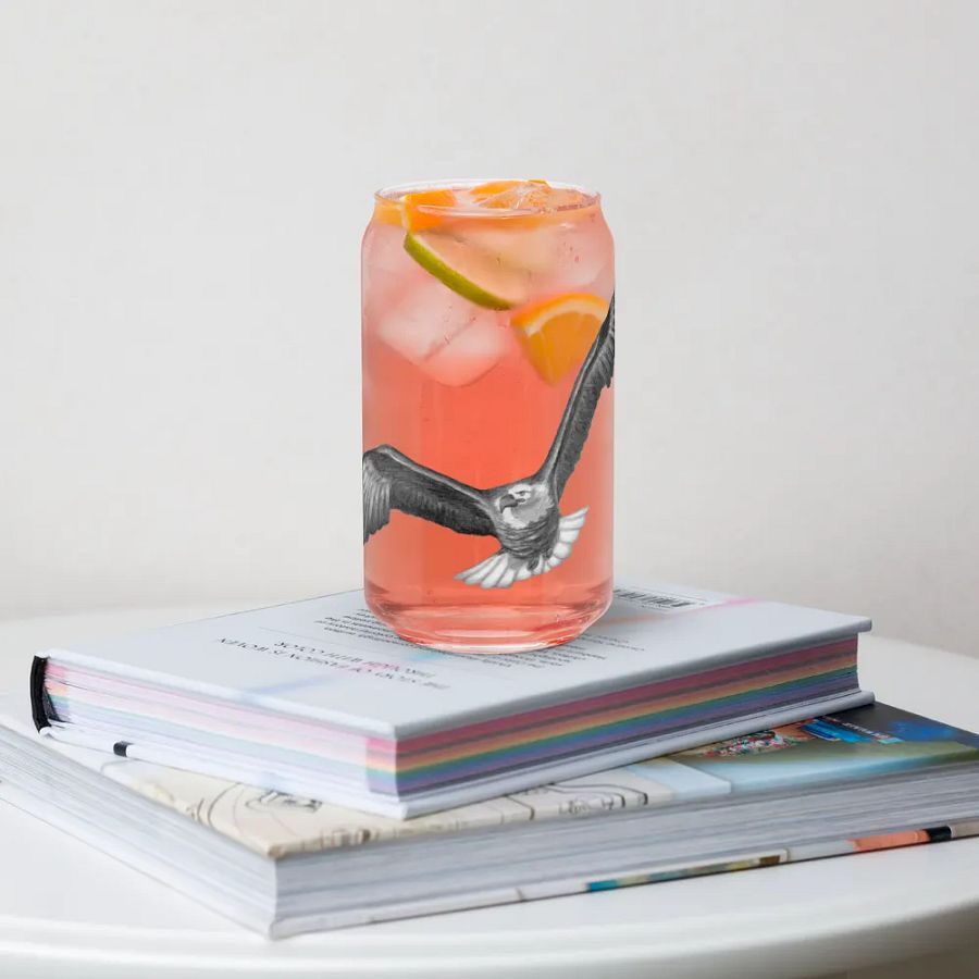 Eagle Drawing Glass Can Cup product image (34)