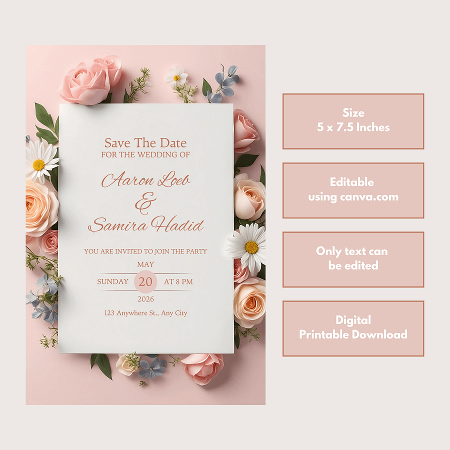 Stylish Save The Date Card - Dizynai (DSD-12) product image (2)