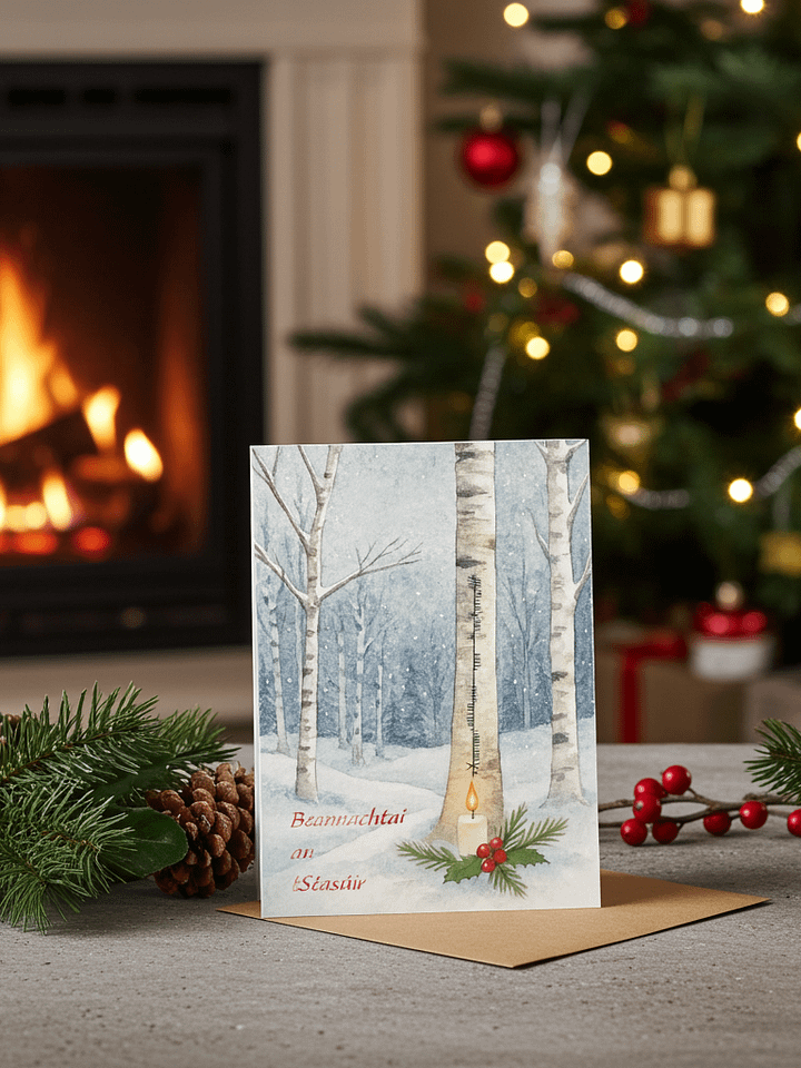 Beannachtaí an tSéasúir Ogham Card – Irish Season’s Greetings in Celtic Script product image (1)