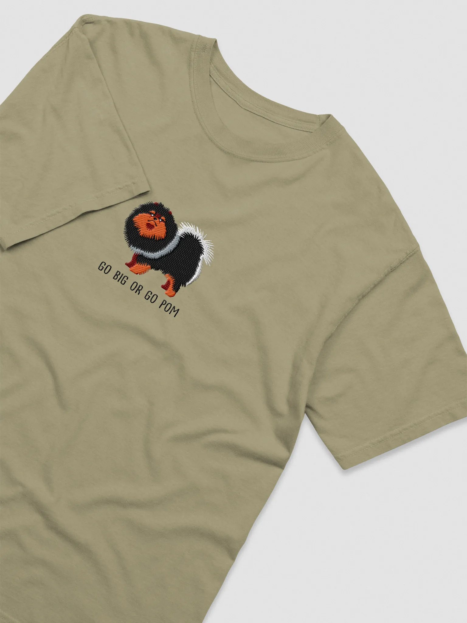 Go Big or Go Pom T-Shirt(Embroidered) of a Pomeranian(Black & Tan) product image (6)
