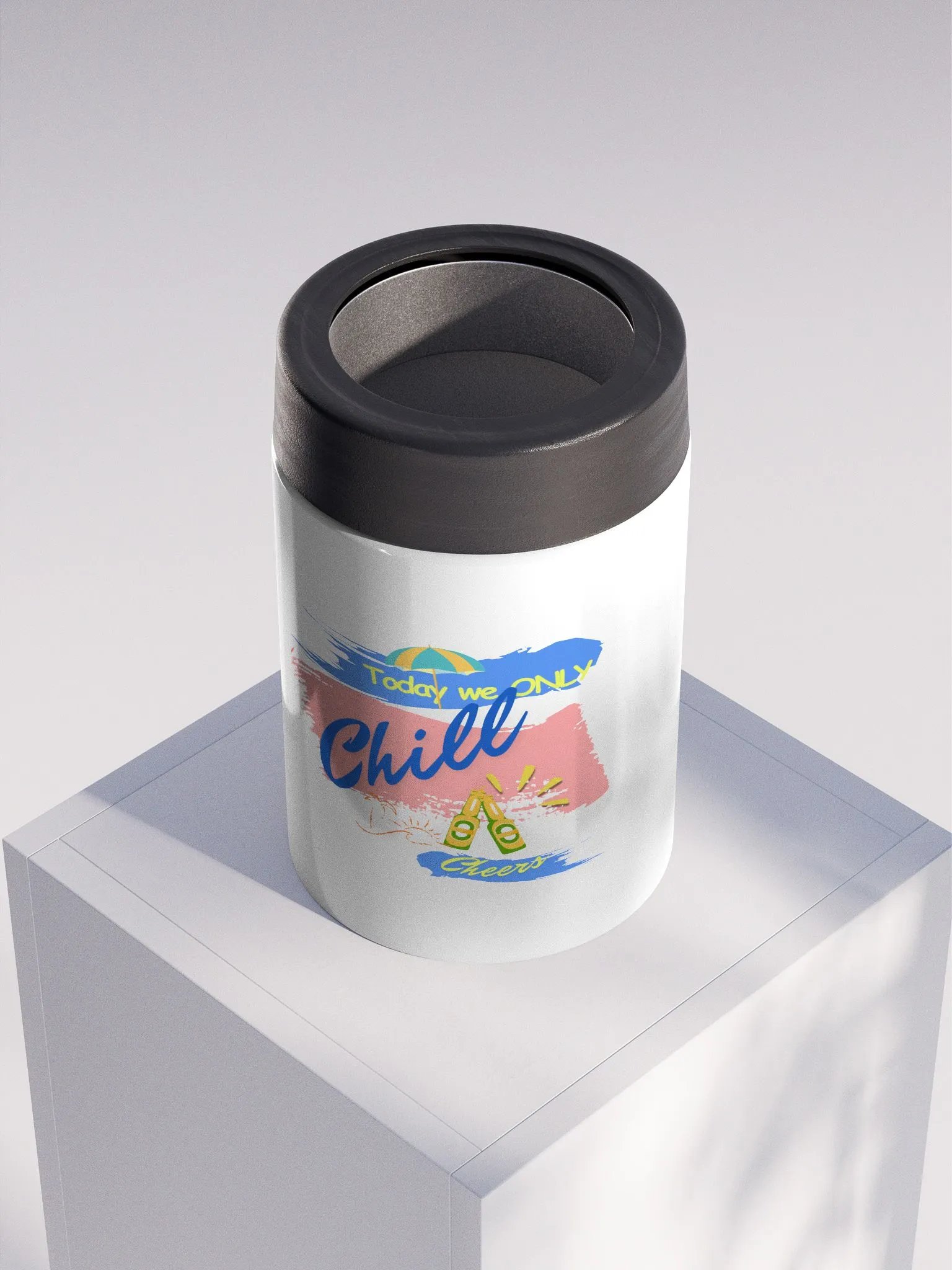Stainless steel Koozie for your summer parties.   ‘Today  we only  chill ‘design. product image (4)