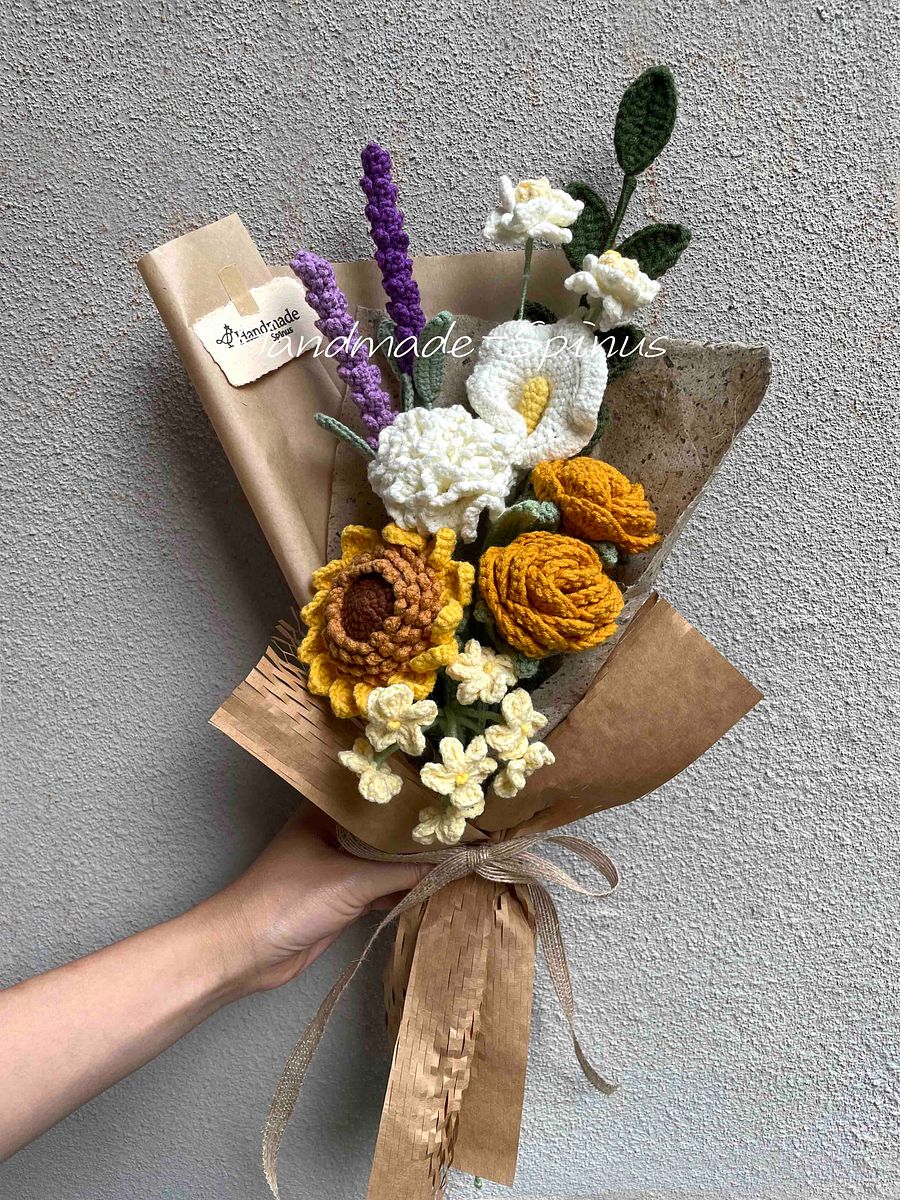 Sunflower & Lavender Temptation Crochet Knit Bouquet product image (3)