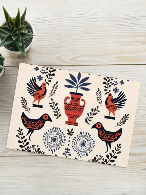 Hellenic Folk Elegance: Greek Heritage Greeting Card product image (2)