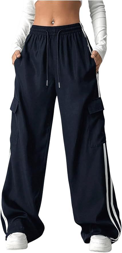 Women's Cargo Sweatpants Wide Leg Baggy Parachute Pants product image (5)