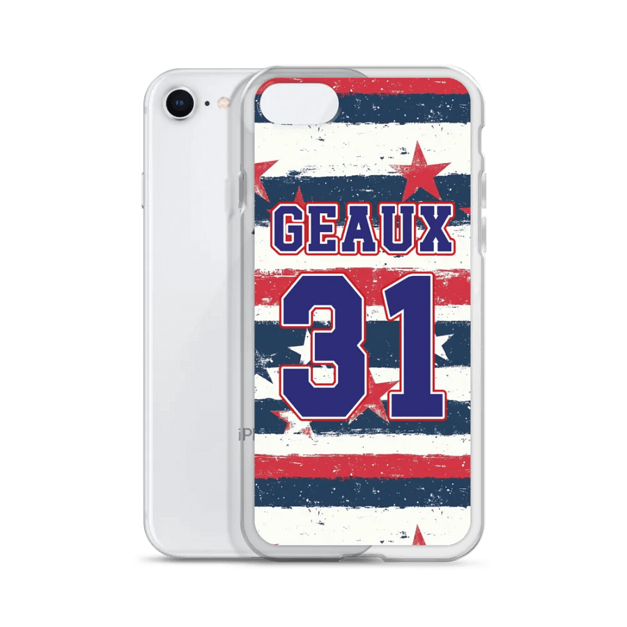 Geaux 31 - Vintage Stars & Stripes Pattern iPhone Clear Case product image (2)