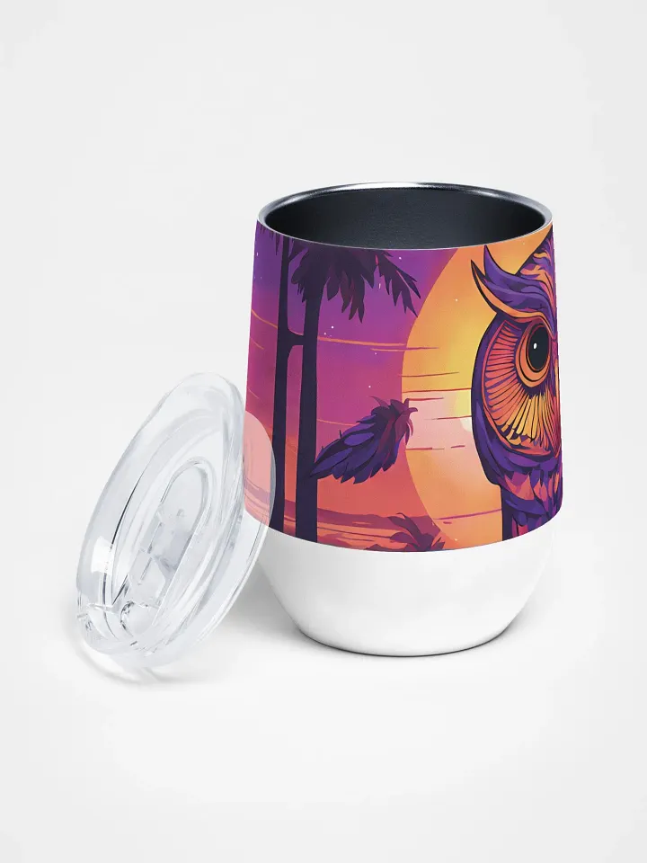 Owl Paradise Tumbler 12 Oz – Neon Owl Wine Tumbler product image (2)