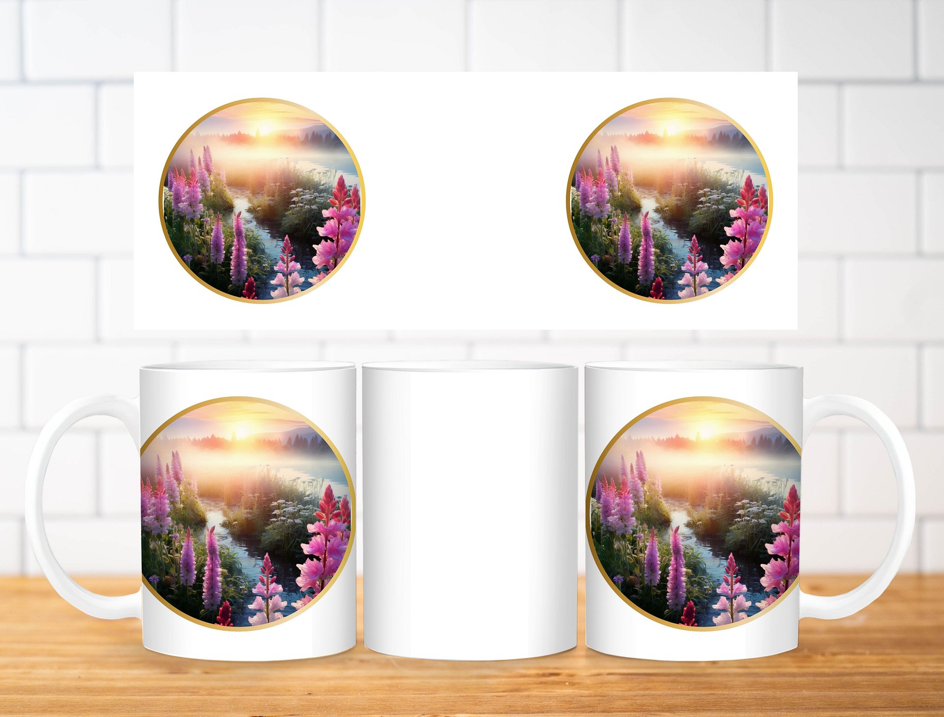 Floral Nature Scene Sublimation Design, 11oz & 20oz Mug Template, Mug Wrap Template PNG, Digital Download product image (2)