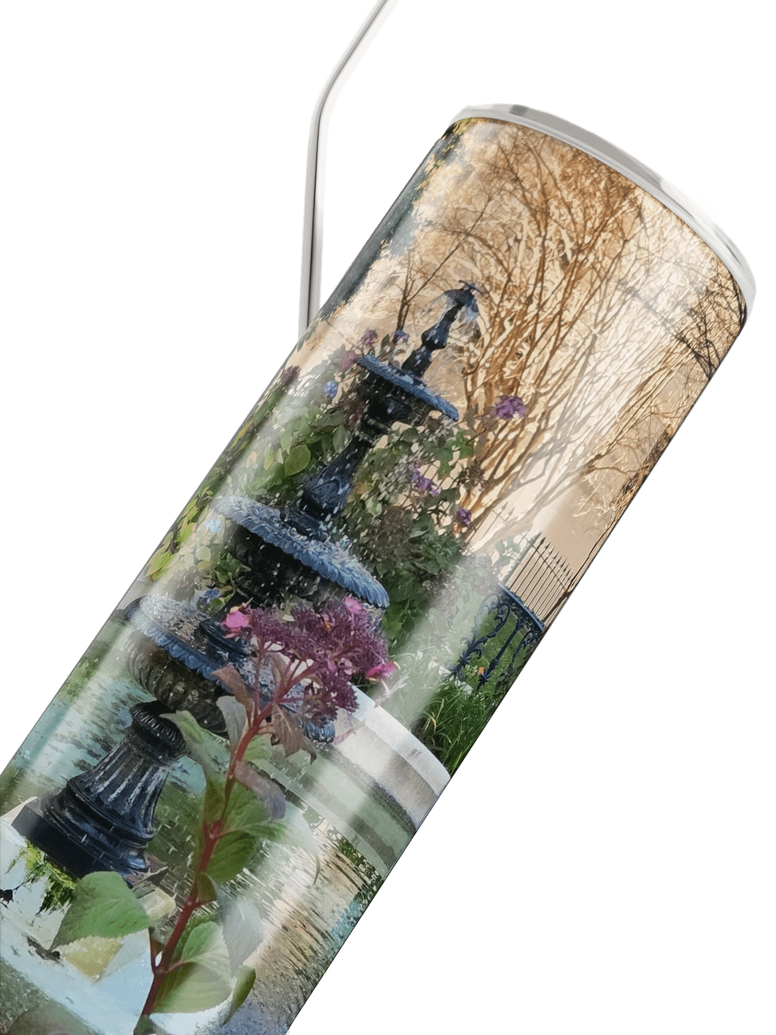Purple Flowers Water Fountain Stainless Steel Tumbler product image (4)
